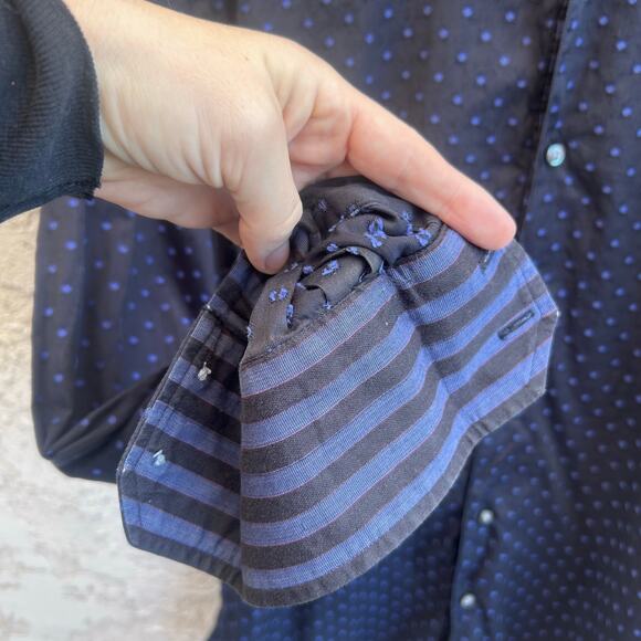 Robert Graham Crown Collection Black Purple Polka Dot Button Up Shirt Size M - Picture 5 of 5